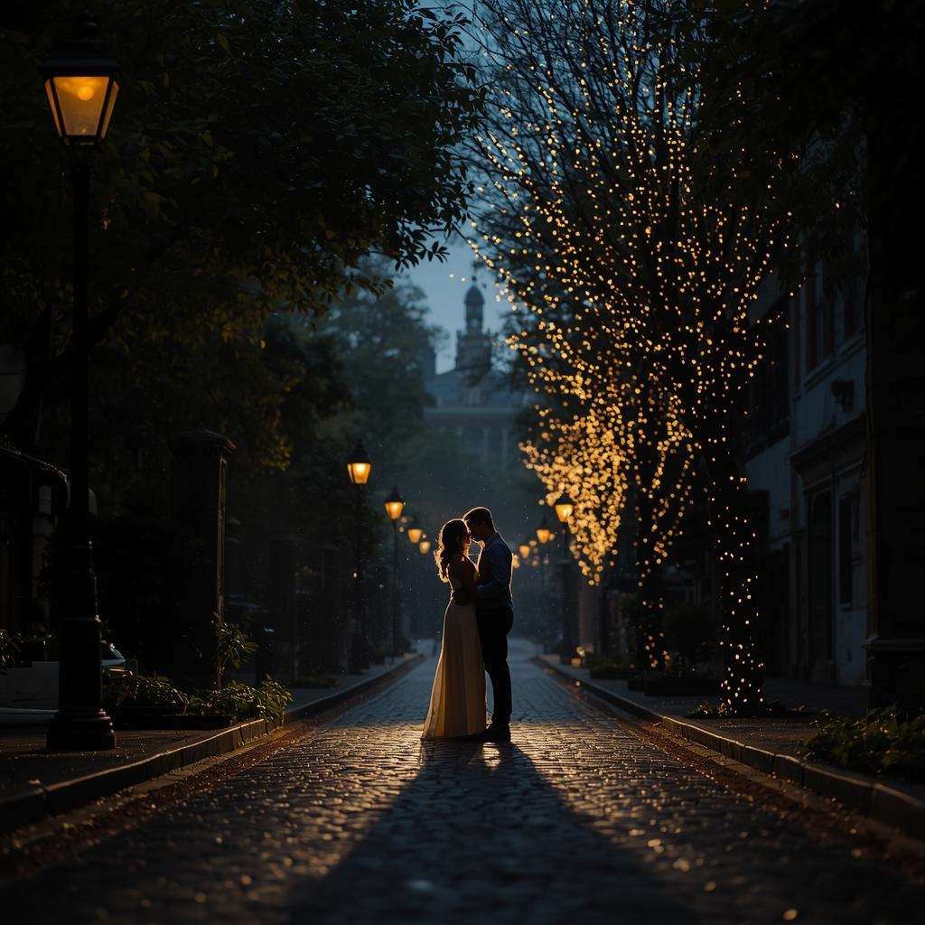 Lighting techniques for night elopement photography
